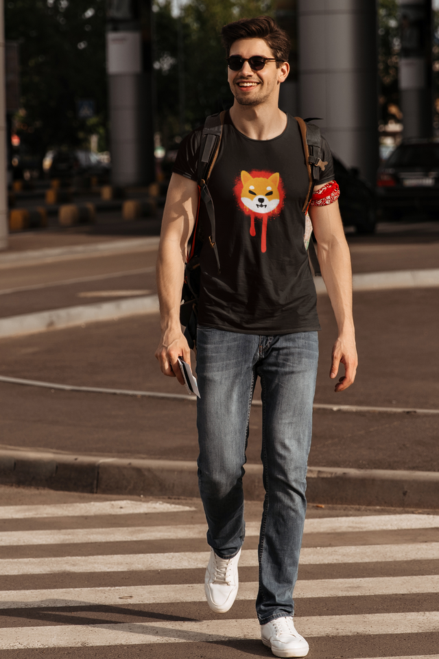 Shiba t-shirt i sort med crypto art-design – unisex premium t-skjorte fra Sparxwear